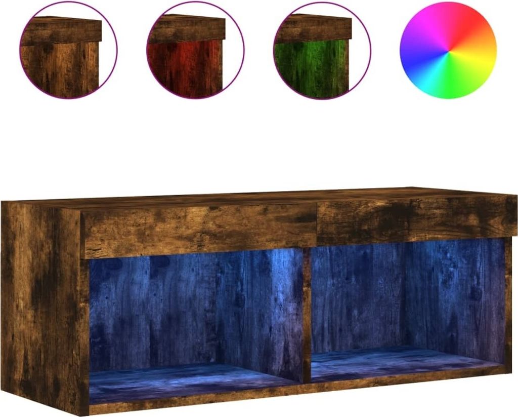 TV-Schrank mit LED-Leuchten Räuchereiche 80x30x30 cm