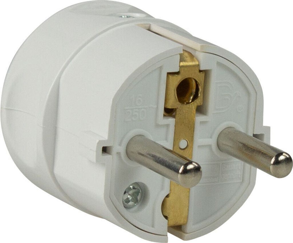 as-Schwabe Schutzkontakt-Zentralstecker Weiß max. Querschnitt 1,5mm² 230V IP20