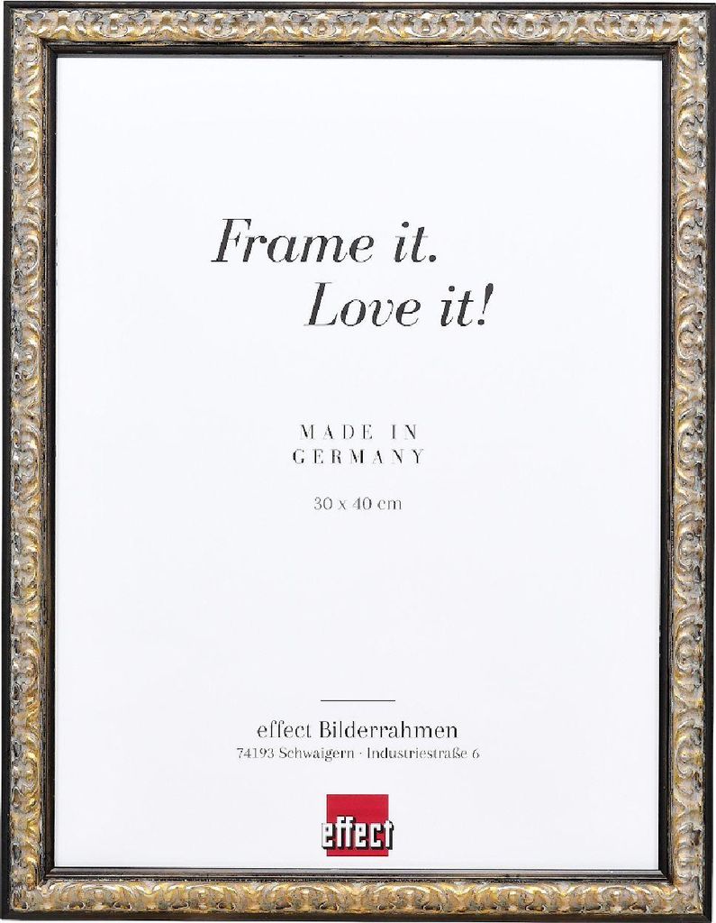 Effect Holz-Bilderrahmen Profil 86 Barock 10,5x14,8 cm schwarz-silber