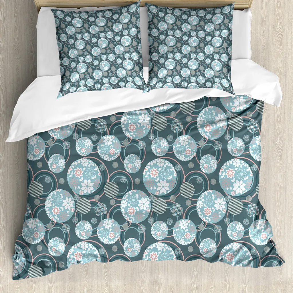 Set Copripiumino Matrimoniale Vintage ABAKUHAUS Rosa e Blu | Offerta