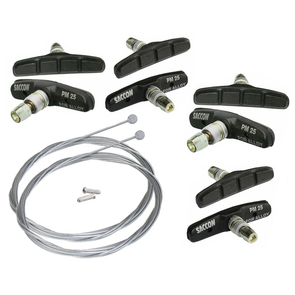 Saccon 4 Paar (8 Stück) Bremsschuhe PM25 inkl. 2 Bremszüge und 2 Endhülsen