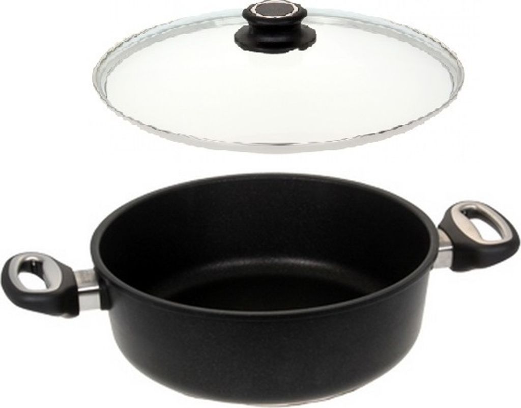 LOTUS GUSS-PFANNE Bratenkasserolle Ø 32 cm Bodenmaß 24 cm H 8,8 cm + Deckel