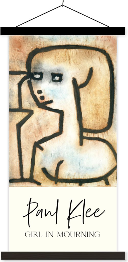 MuchoWow Textilposter Kunst - Paul Klee - Trauerndes Mädchen 60x120 cm mit schwarzem Rahmen - Magnete