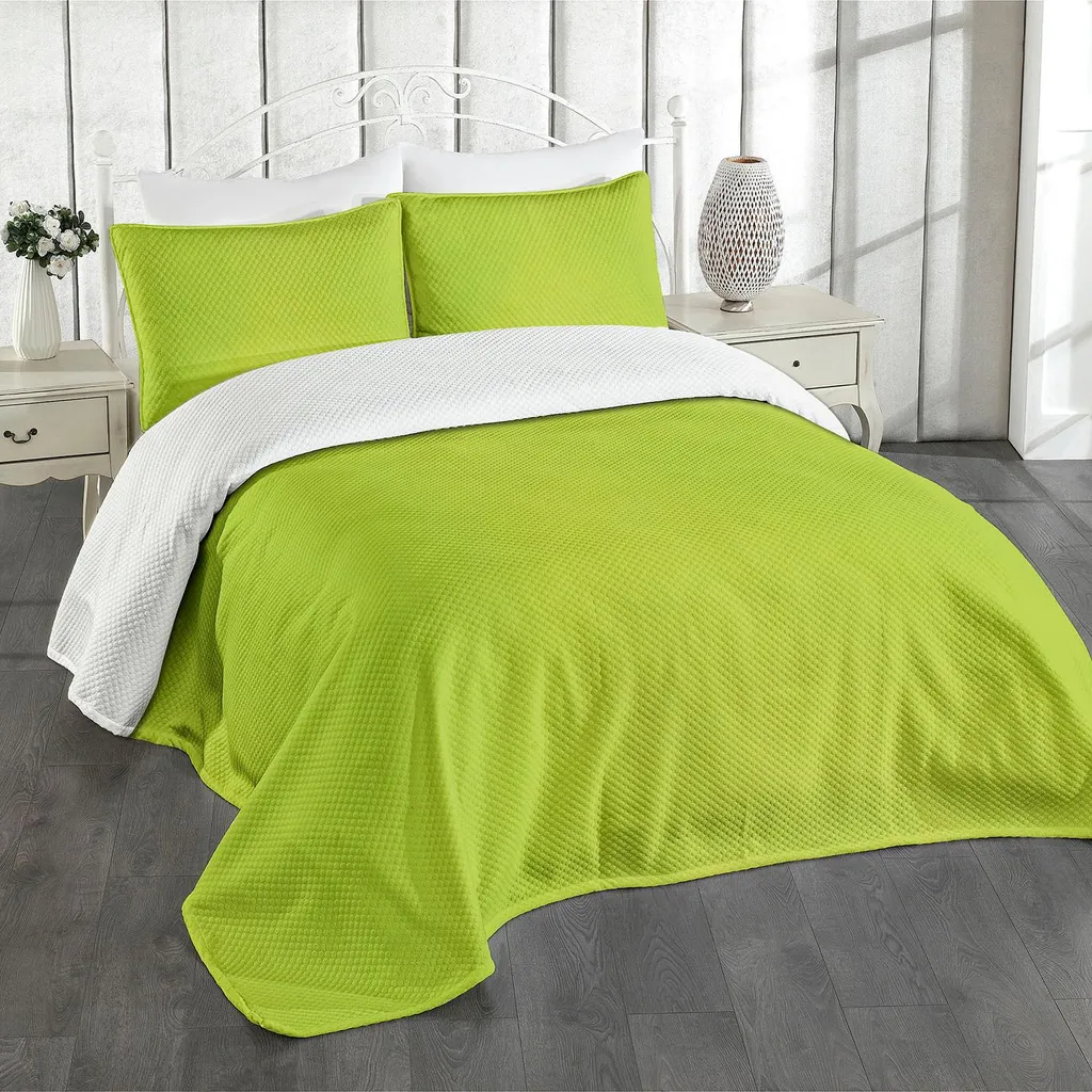 Set Letto ABAKUHAUS Primavera: Copriletto Verde Lime 264x220 cm