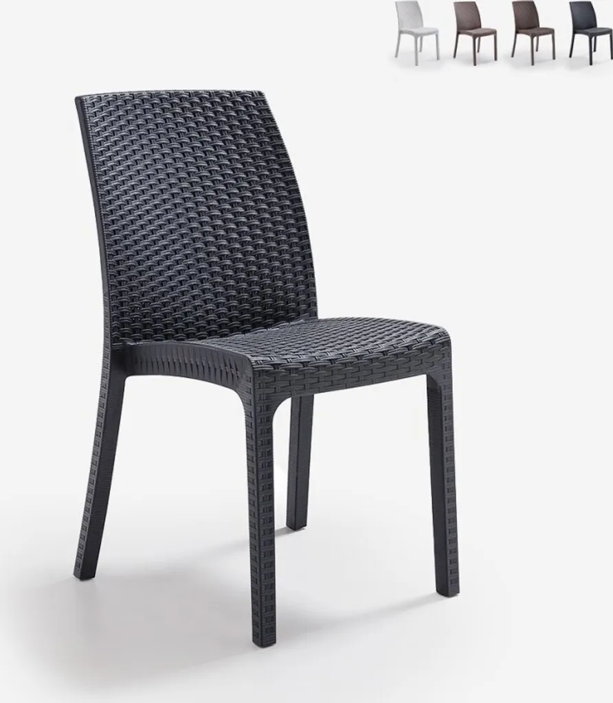 Chaise Virginia Bica en rotin empilable pour terrasse jardin et bar