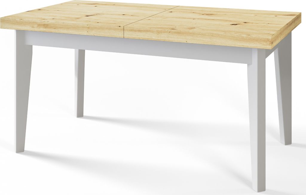 Esstisch 120 cm / 160 cm, Ausziehbarer Tisch, Küchentisch, Esszimmer Tisch, Wohnzimmertisch, Zimmertisch, Moderner Tisch, Loft Tisch, Weiße Beine...