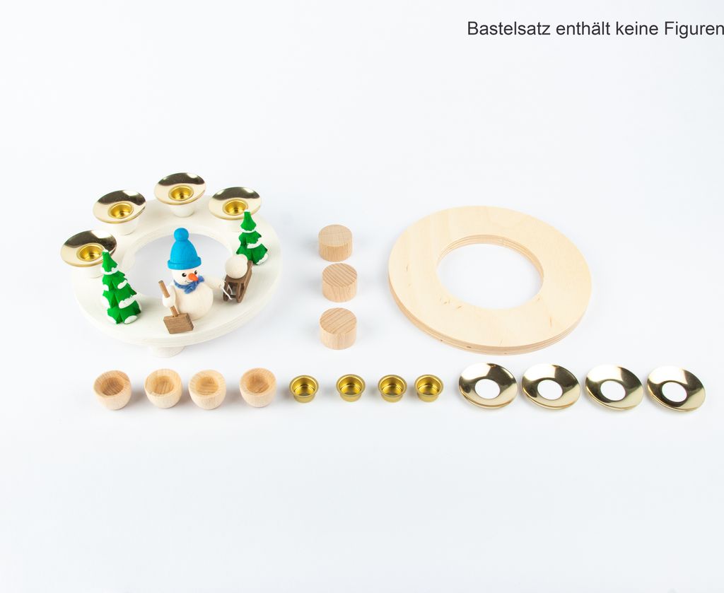 Holzwaren Egermann - Bastelset Ringleuchter - mit Platz für 4 Kerzen - für eigene schicke Dekoration - Ø ca. 14 cm