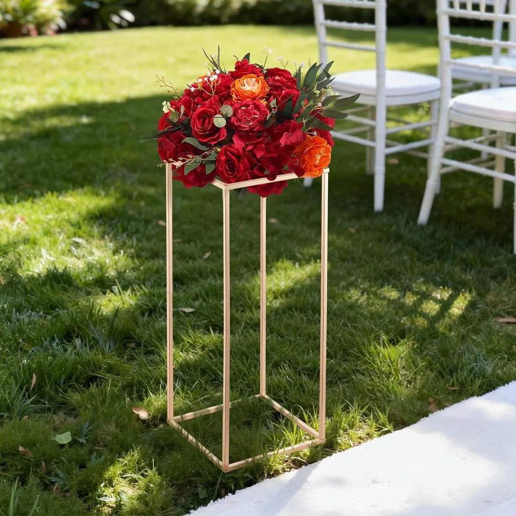 Support de fleur stable 60cm pour centre de table, 10 colonnes dorées - 6