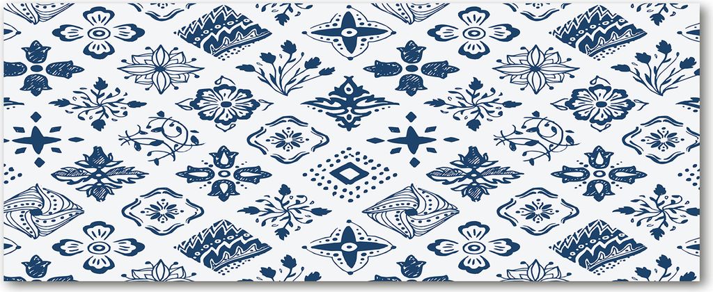 Tulup Leinwandbild - 125x50 cm - Wandkunst - Drucke auf Leinwand - Leinwanddruck - Blumen & Pflanzen - Blau - Blumenmuster