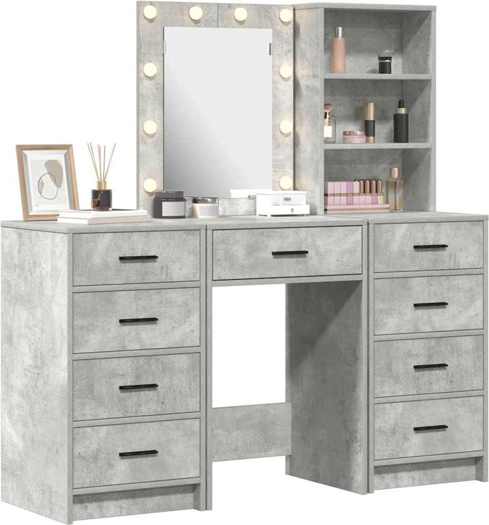 Schminktisch 3 pcs Grau 40 x 41 x 135 cm Holzwerkstoff