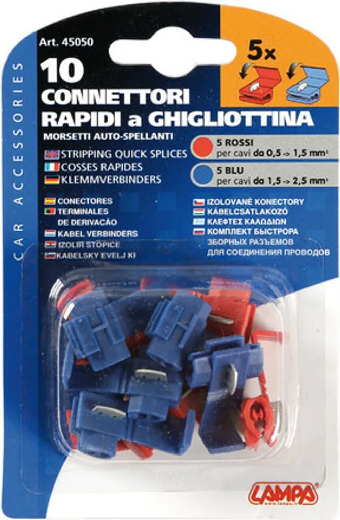 Connettori Rapidi Elettrici 10 pz Rosso e Blu per Cablaggio Auto