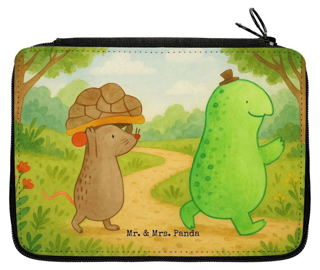 Mr. & Mrs. Panda Federtasche Schildkröte Maus Design - Weiß - Geschenk, Freunde, reiseetui, Etui für Stifte, Schreibmappe, Hilfe, Federmäppchen