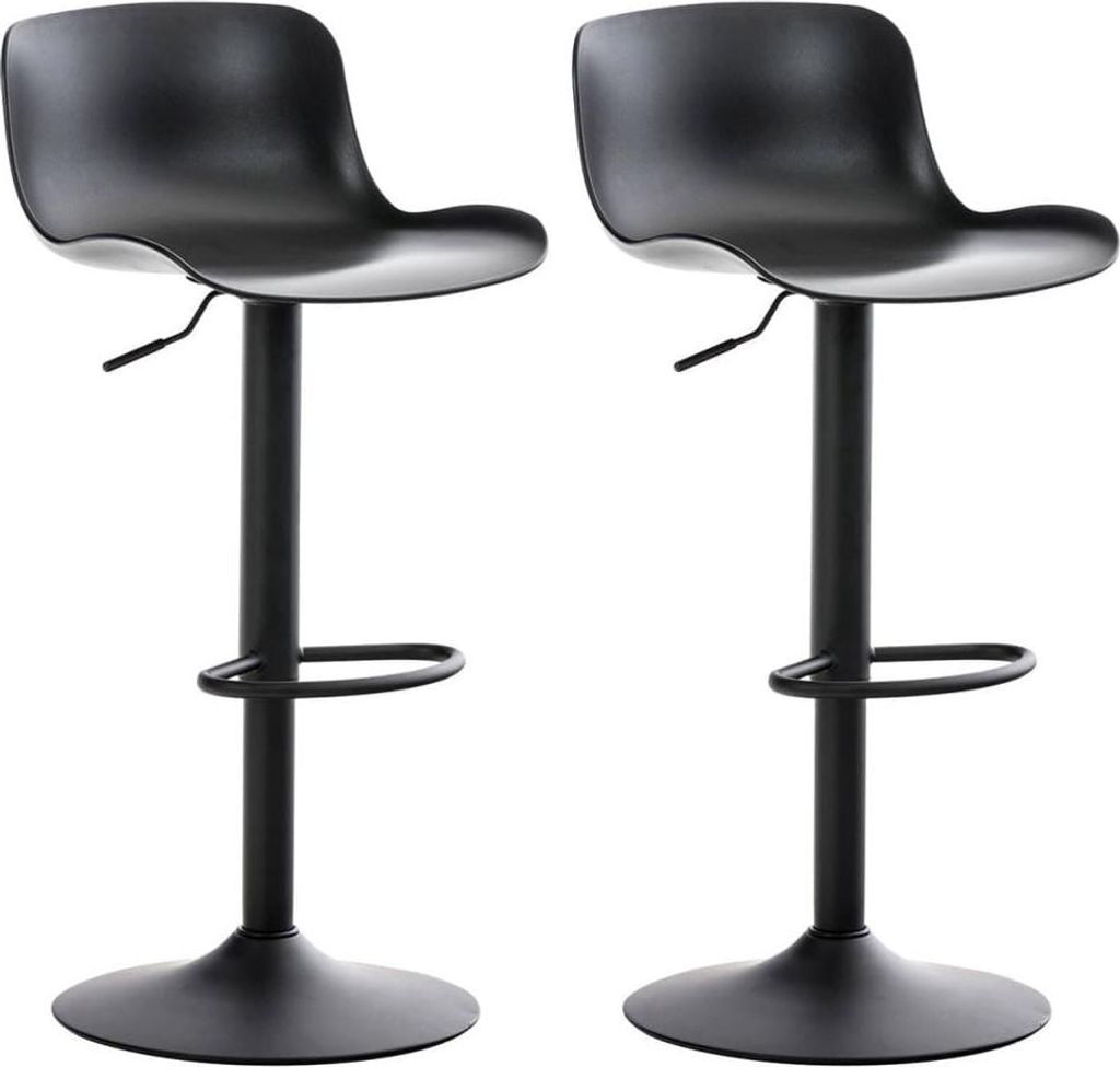 Set mit 2 verstellbaren Barhockern – Thekenhockern – bequemer Sitz, Boden – sichere Position | Farbe: Schwarz