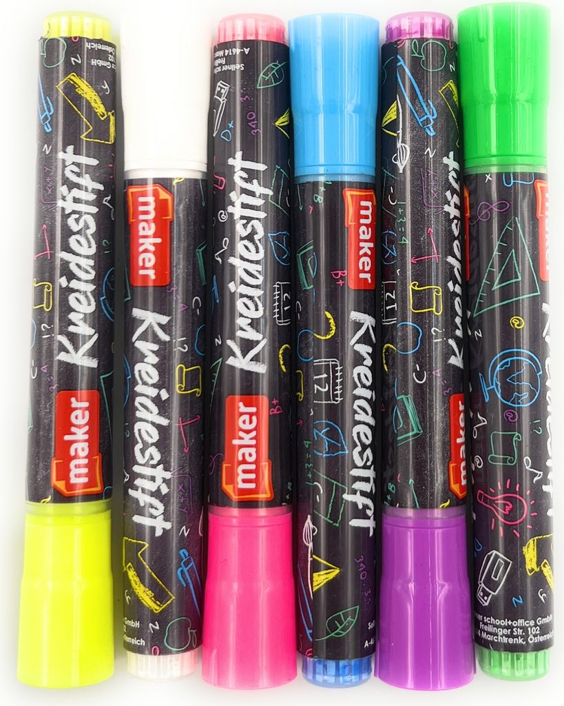 6er Kreidestifte lila, blau, grün, pink, gelb und weiß Produktbild 