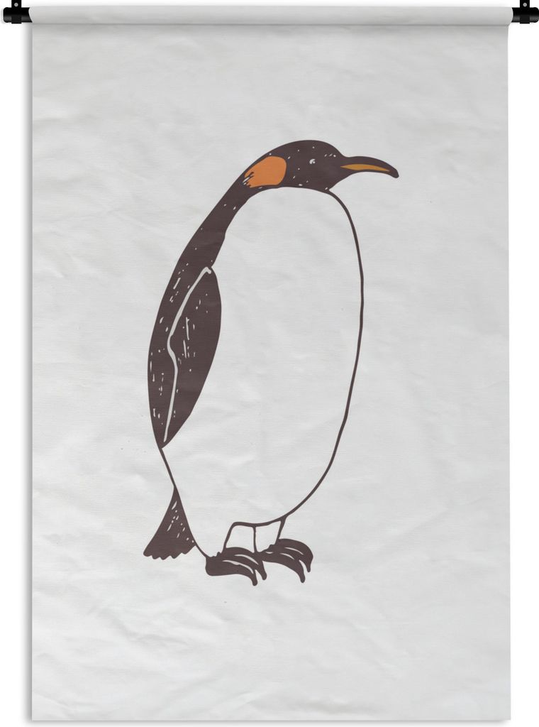 MuchoWow Wandteppich Wandbehang Pinguin - Kinder - Weiß - Jungen - Mädchen 120x180 cm Tapisserie Dekoration Wandtuch - Schlafzimmer - Dekoratio...