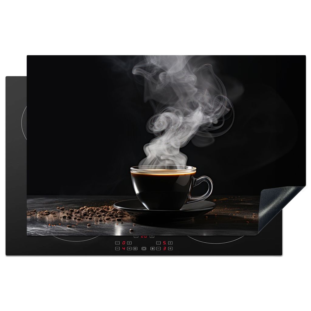 KitchenYeah Herdabdeckplatte Schwarz - Kaffee , 80x52cm, Küche Deko, Glaskeramikkochfeld Herdabdeckung, Abdeckplatte fùr Kochfeld