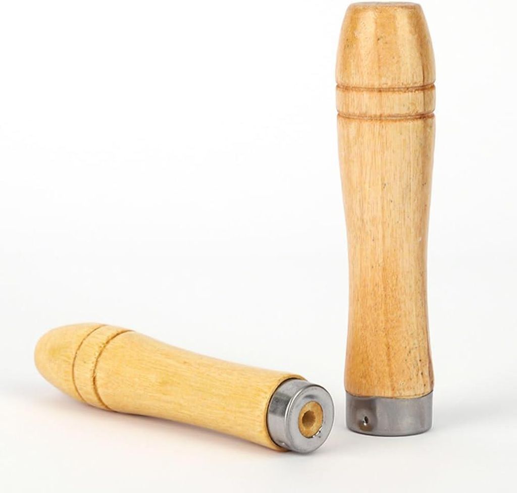 5-teiliges Set Holzfeilengriffe - Länge 90 mm - geeignet für Feilen von 4-6 Zoll - Holzgriffe mit Metallhalsbändern - Feilenzubehör