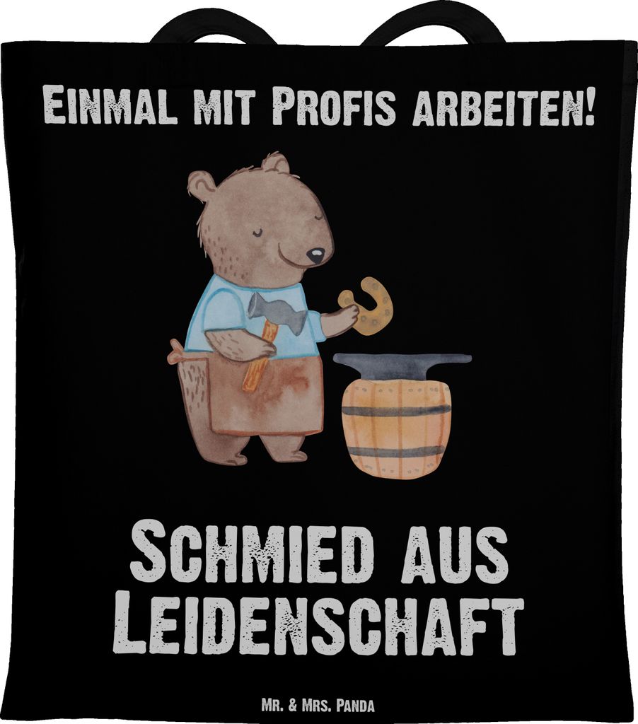 Mr. & Mrs. Panda canvas tasche Schmied Leidenschaft - Schwarz - Geschenk, Schultasche, Laptoptasche, totebag, Tote Bag, Shopping