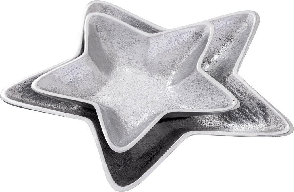 Dekoschalen 2er Set Starlight silber Weihnachtsdeko Aluminium Stern