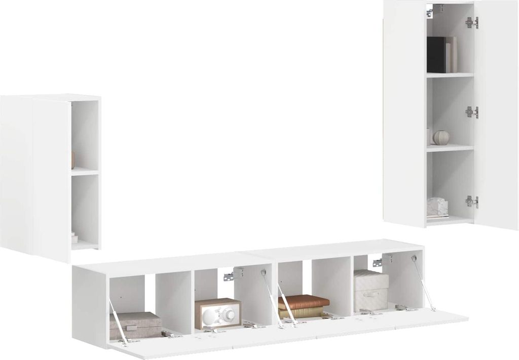 (Design 2026) TV-Schrankset Wandmontiert 3 pcs - Montage erforderlich - Weiß Holzwerkstoff - HOMMIE 538136 - TV-Schränke