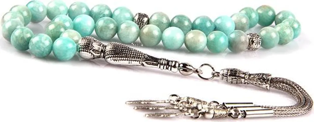 Chapelet de prière en amazonite - perles 8mm vert zen pour méditation