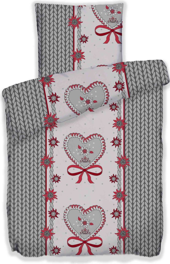 Bettwäsche Winter Flausch Fleece Thermofleece warm 2 teilig mit RV 135x200 + 80x80 cm Design: Edelweiss