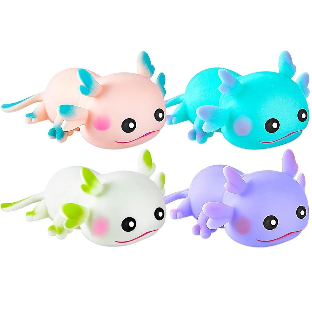Axolotl Knautschball 4er Set, Sensorikspielzeug zum Drücken Produktbild 