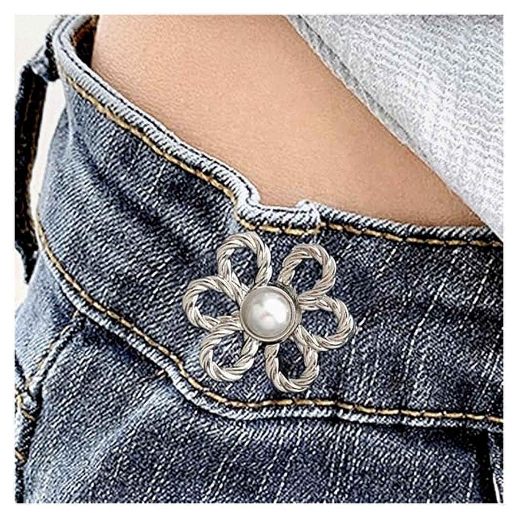 Jeans Engmacher für die Taille - Blumenknopf-Stecker Set mit 8 Stück - Verstellbare abnehmbare Hosenschnalle für Damenkleider zur Taillenformung