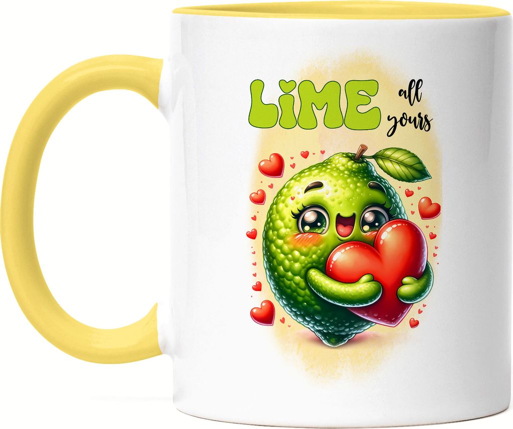 Lime All Yours Tasse Gelb Limette Liebe Niedlich Romantisches Geschenk Herz