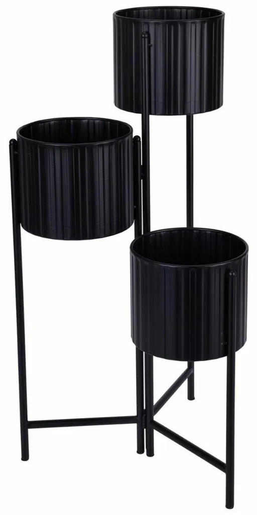 Support pot de fleurs en métal noir mat ultra stable style industriel