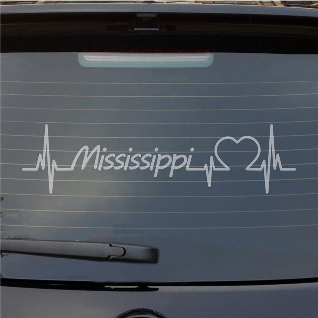 Heckscheibenaufkleber Mississippi Herzschlag Puls Staat USA Liebe 55x14 cm Milchglas Auto Aufkleber Sticker