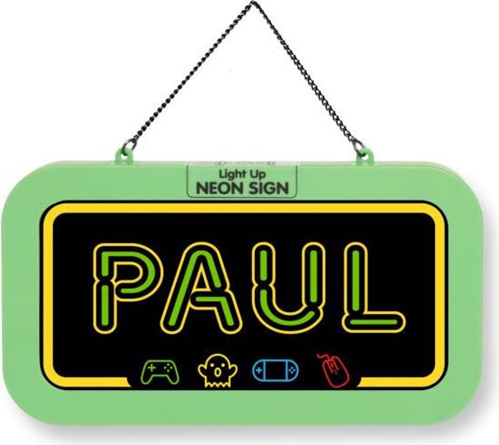 LED Leuchtschild Neonschild mit Namen , Leuchtende Wanddekoration mit Batterie, 18,7x10,3x1,6cm - Paul