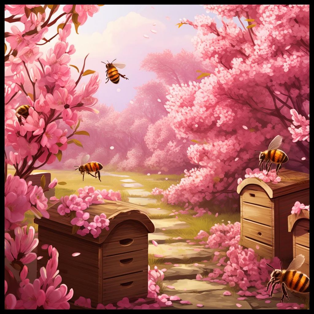 Plakat 100x100cm Leben in Bienenstöcken