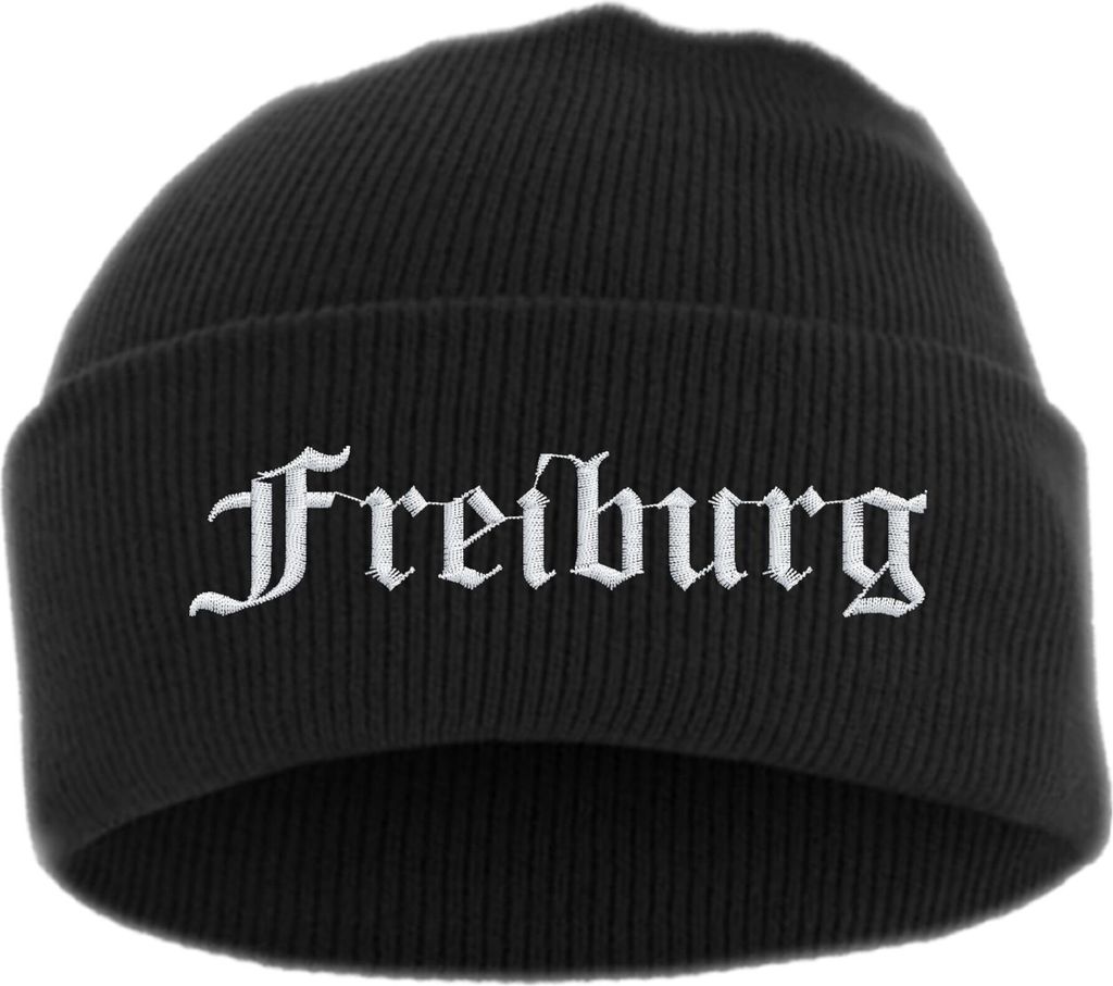 Freiburg Umschlagmütze - Altdeutsch - Bestickt - Mütze mit breitem Umschlag Einheitsgröße Schwarz