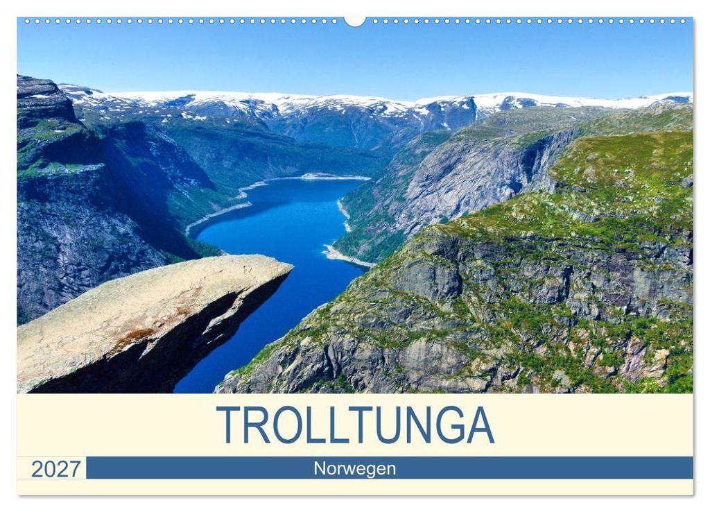 Trolltunga (Wandkalender 2027 DIN A2 quer), CALVENDO Monatskalender