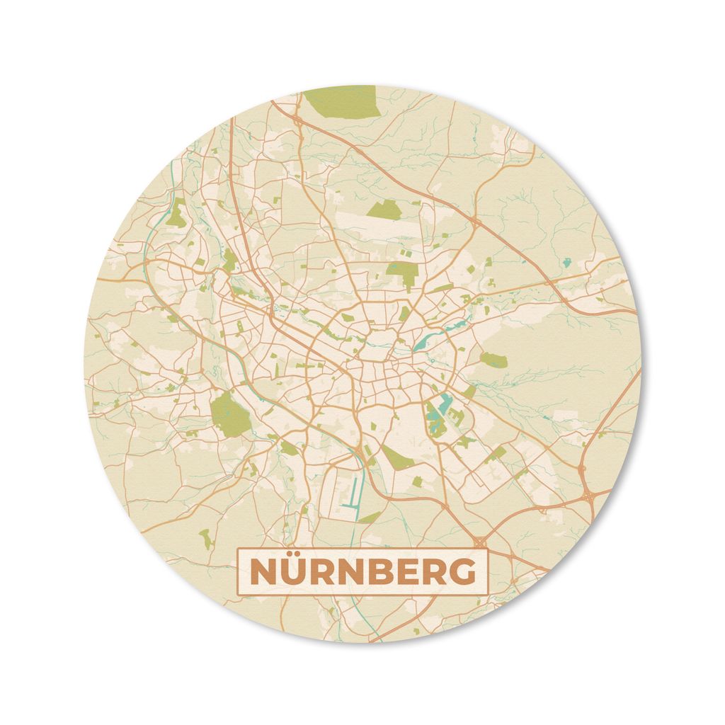 MuchoWow Mauspad Mousepad Karte - Nürnberg - Vintage - Karte 40x40 cm - Mousepads - Maus Mat - Pad - Mausunterlage - Schreibtisch Accessoires
