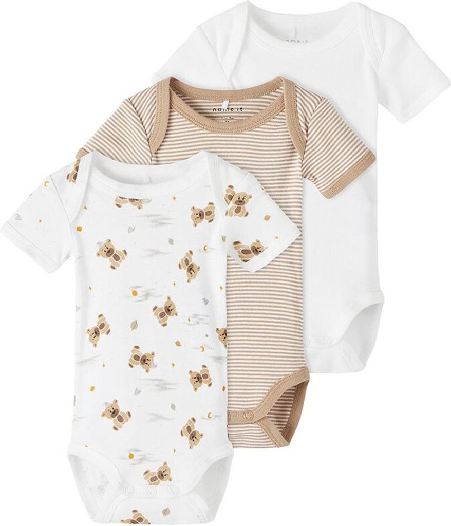 Name It Incense Teddy Kurzärmeliger Body 3 Einheiten Beige 0 Months Junge Beige 0 Months