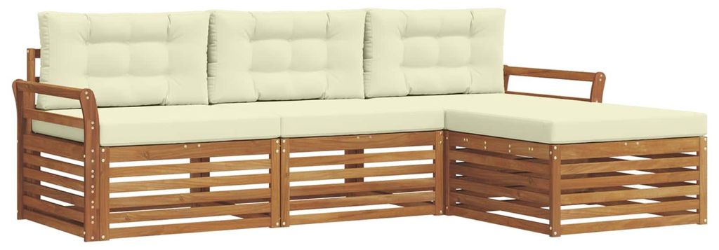 vidaXL Outdoor-Sofagarnitur mit Kissen 4 pcs Natur und Creme