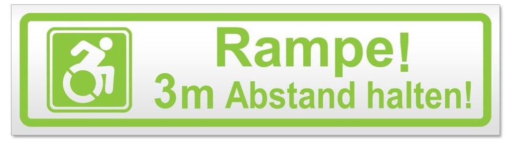 Kiwistar - Autoaufkleber - Lindgrün - 20 x 5,3 cm - Rampe! Motiv 3m Abstand halten! - Hinweis Aufkleber Sticker für Auto, Kfz, Fahrrad, PKW, LKW