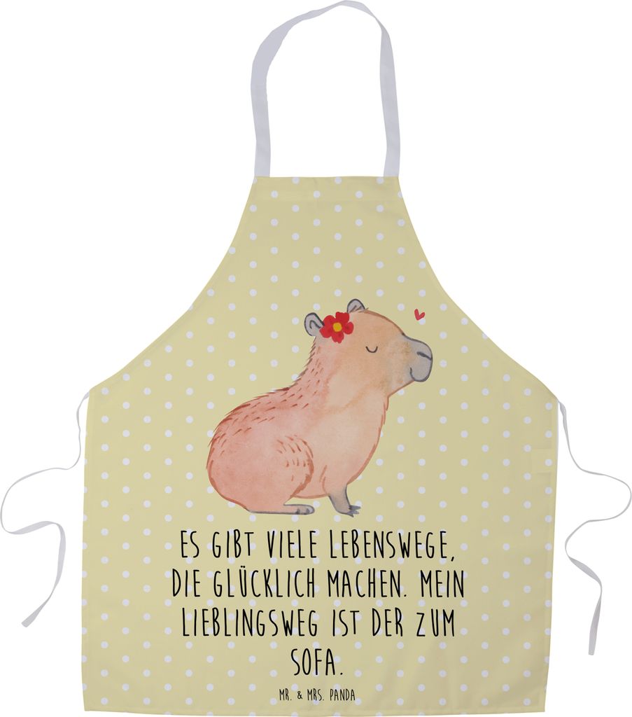 Mr. & Mrs. Panda Grill Schürze Capybara Blume - Gelb Pastell - Geschenk, Grillschürze, Kochschürze, Küchenschürze, Vorbinder, Lustige Sprüche...