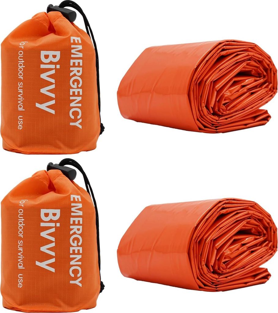 2 Stück Notfall Schlafsack,Survival Biwaksack,Rettungsdecken,Überleben Schlafsack, Notfalldecken,Survival Ausrüstung für Camping und Outdoor-Wa...