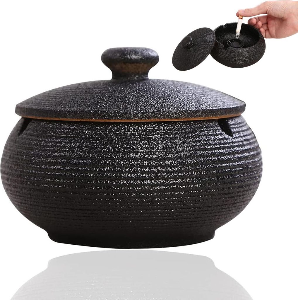 Aschenbecher Aschenbecher für draussen mit deckel groß keramik outdoor aschenbecher Wind- und geruchsdichter Aschenbecher für Draußen, Zuhause ...