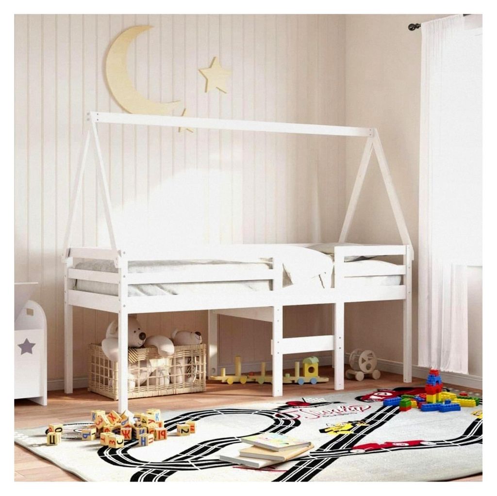 Bett- und Bettgestell-Zubehör, Kinderbettdach, weiß, 209 x 85,5 x 88 cm, Massivholz, Kiefer