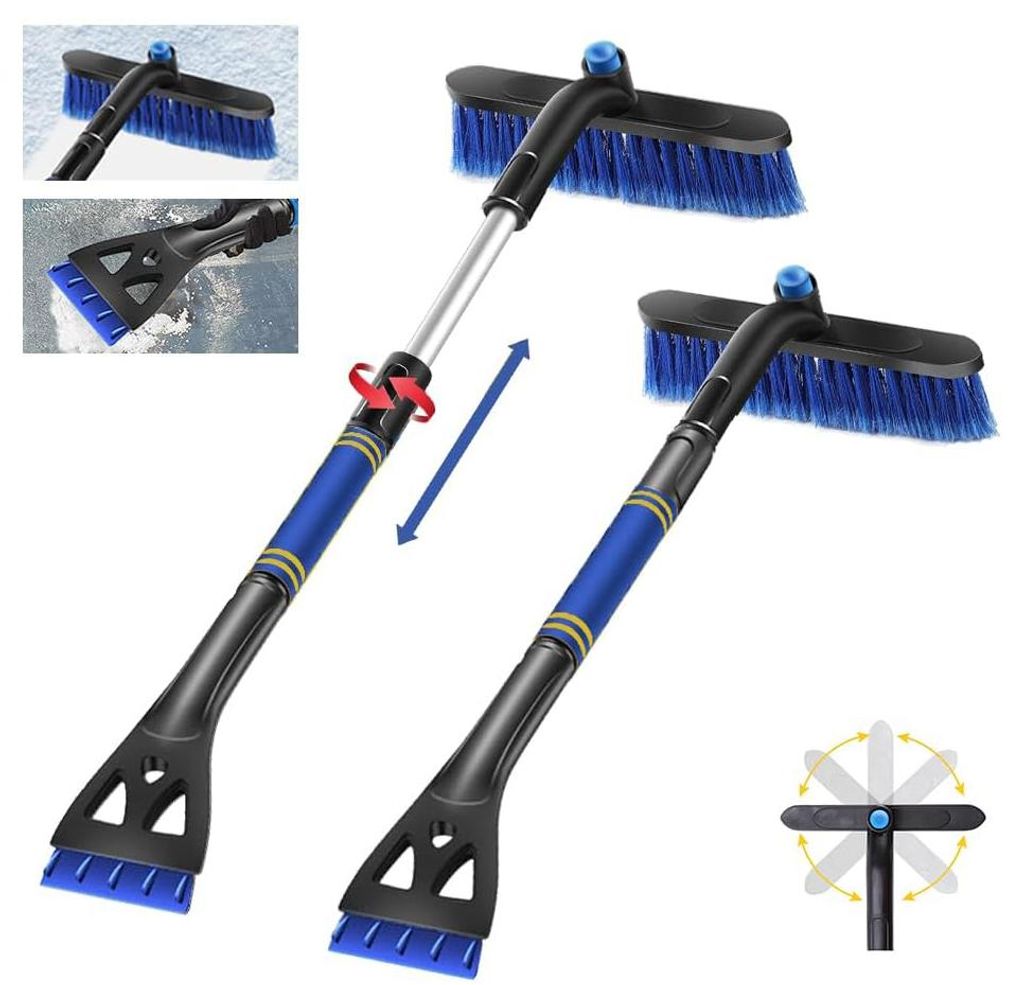 Eisschaber Auto, Schneebesen, Schnee und Eiskratzer, Auto Ausziehbare Schneebürste mit 360° drehbarem Kopf