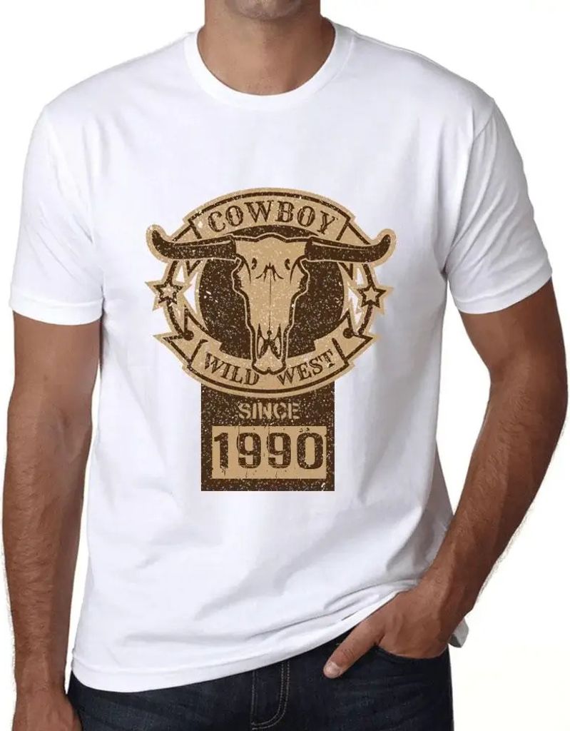 Herren Grafik T-Shirt Wildwest-Cowboy seit 1990 – Wild West Cowboy Since 1990 – Geschenk 34. Geburtstag Jahrestag 34 Jahre Jubiläum 34 Jährig...