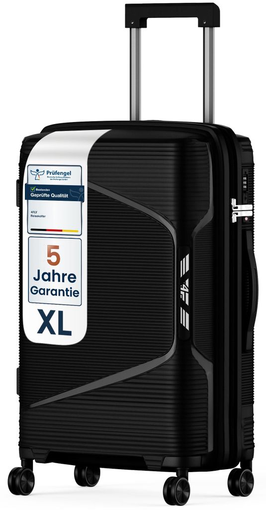 4FLY Hartschalen-Reisekoffer XL 75 cm (96L) - mit TSA-Schloss, Doppelrollen, Aluminium-Teleskopgriff und Doppelreißverschluss