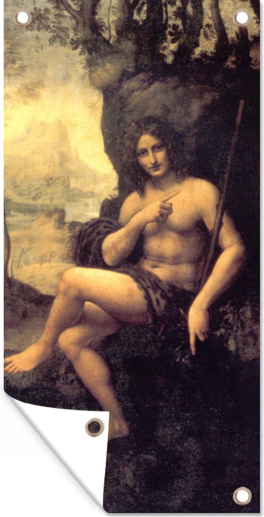 MuchoWow 40x80 cm Outdoor-Poster Gartendeko Sichtschutz Garten Poster für den Garten Der heilige Johannes in der Wüste - Leonardo da Vinci