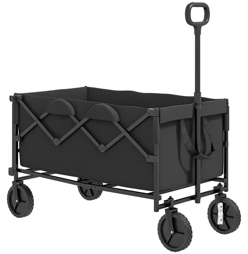 Gartenwagen 100 kg belastbar klappbar Erweiterter Transportwagen mit herausnehmbare Plane Schwarz