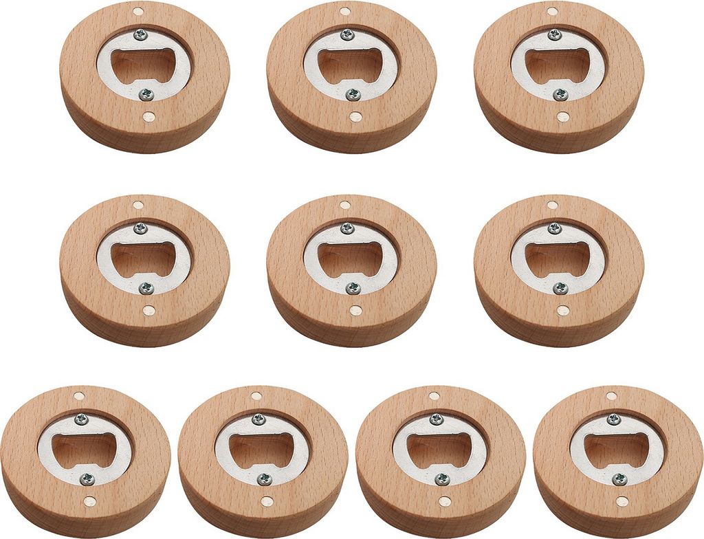 10 Stück Bambus-Flaschenöffner-Magnete, 6,1 x 6,1 cm, Kühlschrankmagnet, Bar-Dekoration, Bieröffner, multifunktionales Küchenwerkzeug, Kühlsc...