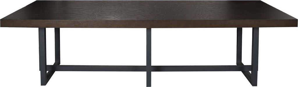 Casa Padrino Luxus Esstisch Dunkelbraun / Dunkelgrau - Verschiedene Größen - Rechteckiger Küchentisch mit Massivholz Tischplatte und Metall Bein...